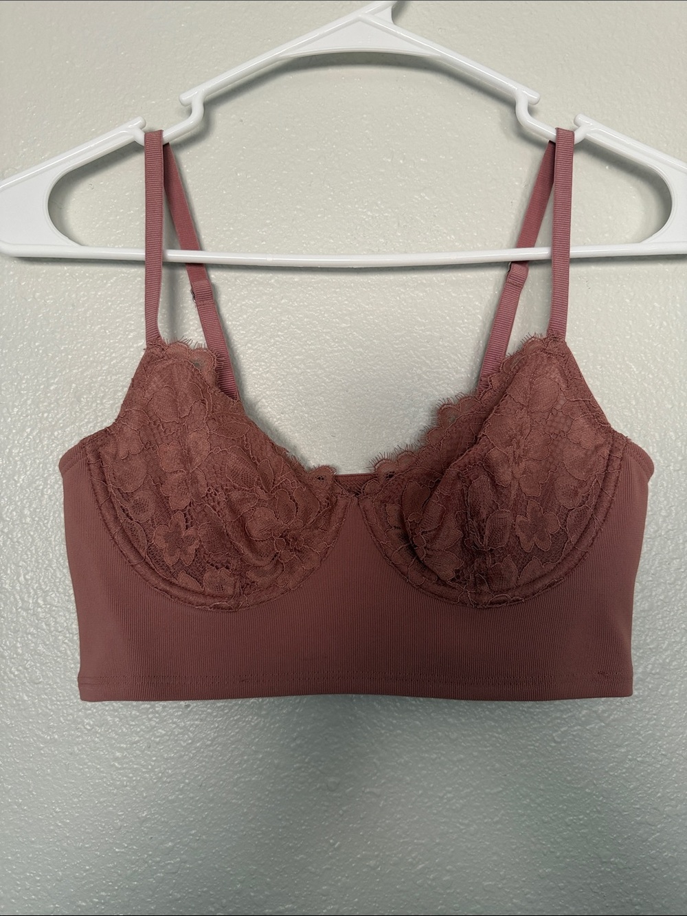 Free People Lace Trim Bralette in Dusty Rose